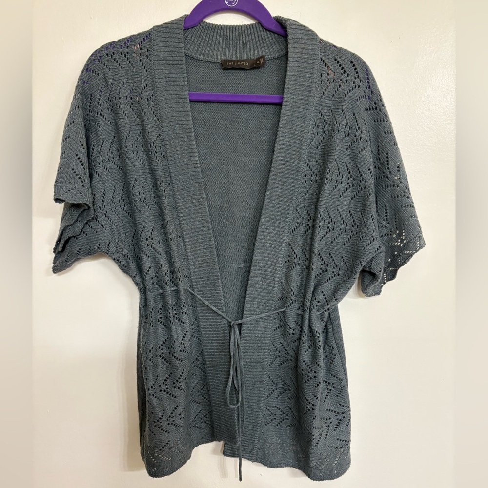 The Limited Gray Cardigan Sweater with Open Front
